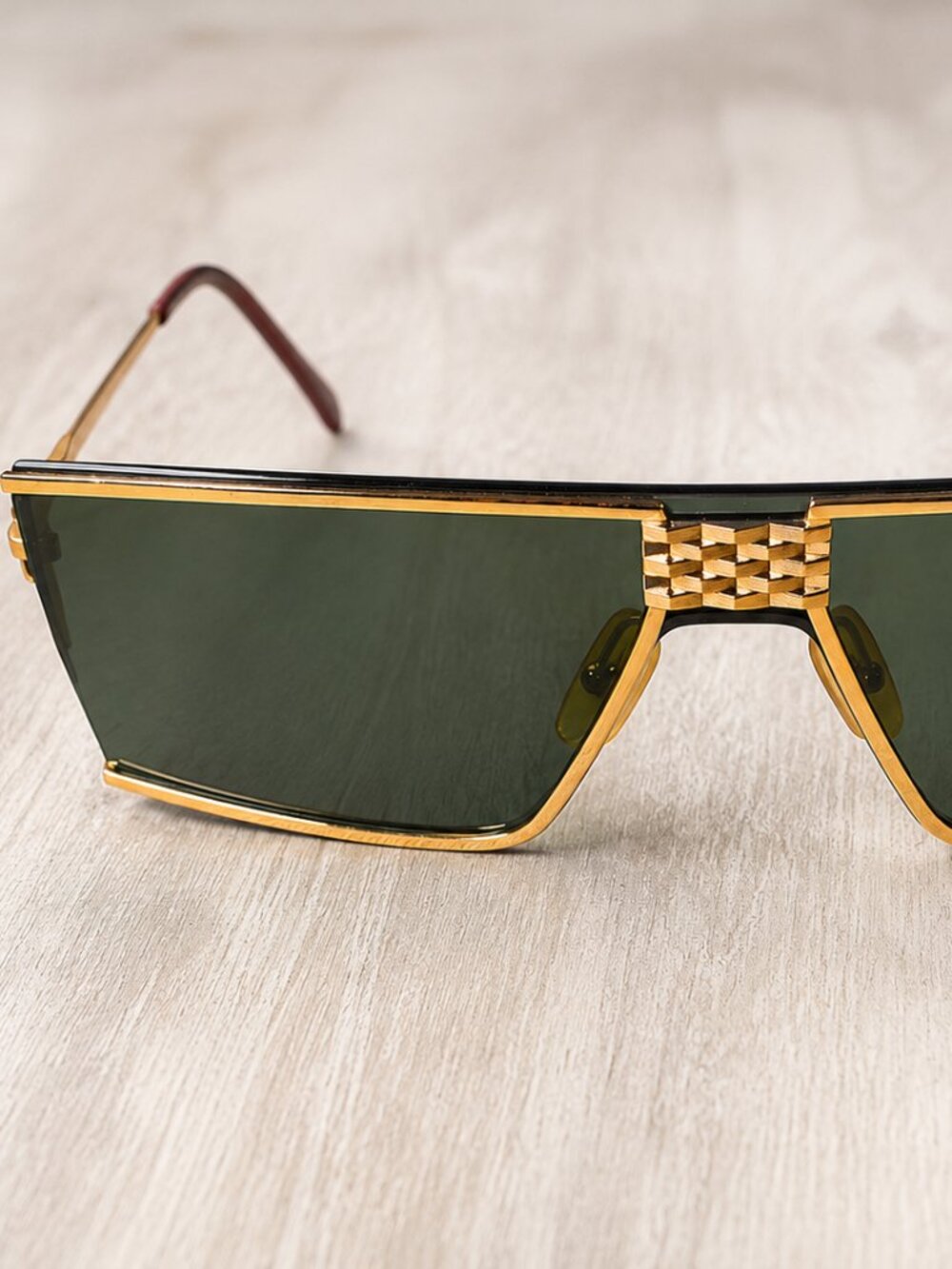 Christian Dior Monsieur 2392 Vintage Shield Sunglasses Green Gold